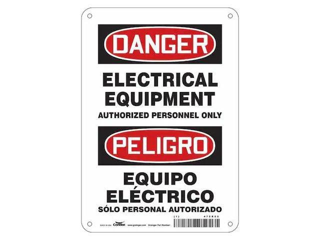 CONDOR 475R50 Safety Sign, 10 in Height, 7 in Width, Aluminum, Horizontal