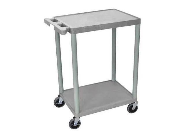 ZORO SELECT STC22-G Utility Cart with Lipped Plastic Shelves, 300 lb Load