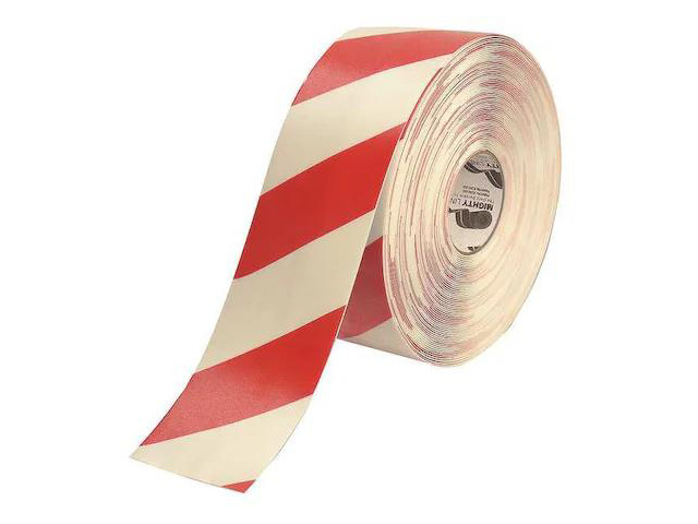 MIGHTY LINE 4RWCHVRED Industrial Safety Floor Marking Tape Vinyl White/Red