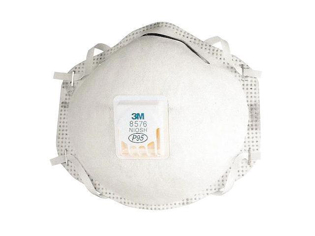 3M 8576 Disposable Respirator, Nuisance Acid Gas, P95, Molded, Dual,