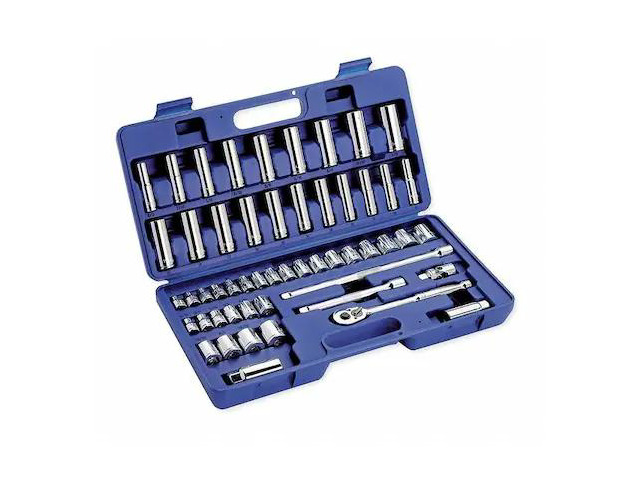 WESTWARD 6XZ83 3/8' Drive Socket Wrench Set SAE, Metric 53 Pieces 5/16 in to