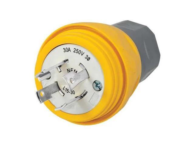 HUBBELL WIRING DEVICE-KELLEMS HBL28W75 Watertight Locking Plug, L15-30P, 30 A,