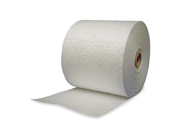 BRADY OP15P Sorbent Roll, 24 gal, 15 in x 150 ft, Oil, White, Polypropylene