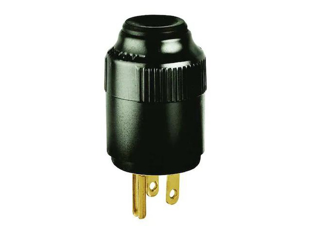 BRYANT 5965B Straight Blade Plug, 5-15P, 15 A, 125V AC, 2 Pole, Screw
