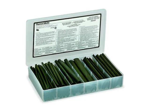SHRINK-KON HSKIT Heat Shrink Tube Kit, Thin Wall, 2:1 I. D. Shrink Ratio, Black,