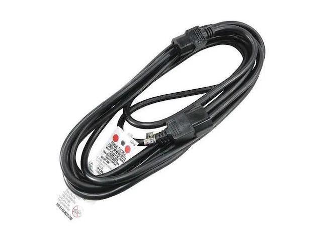 ZORO SELECT 5XFR8ID Power Cord, IEC C14, SJT, 15 ft., Blk, 10A, 16/3