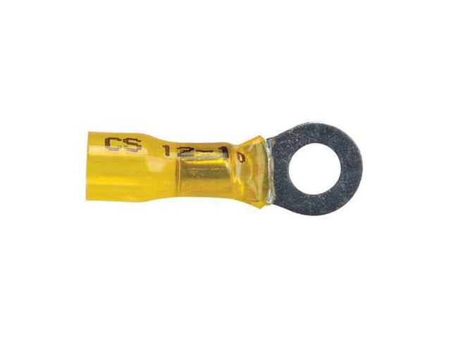 VELVAC 37415 Ring Terminal, 1/4 in Stud Size, 10 AWG, 600 V, Heat Shrink