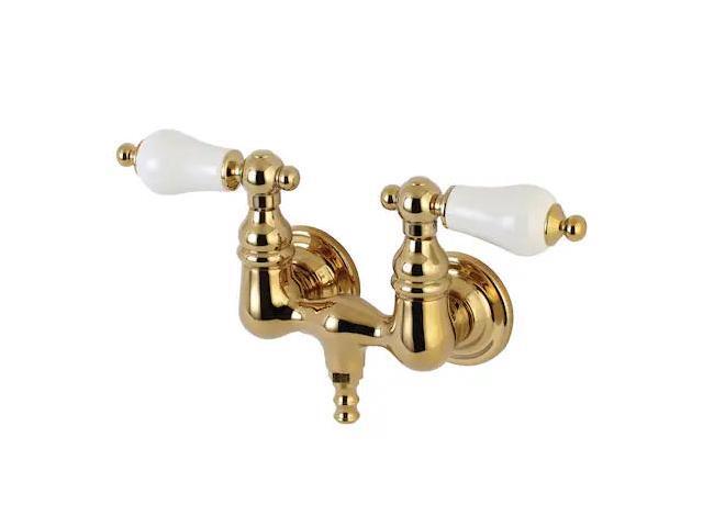 KINGSTON BRASS AE35T2 Wall-Mount Clawfoot Tub Faucet, Polished Brass, Tub Wall
