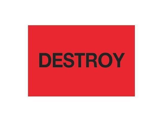 TAPE LOGIC DL1146 Tape Logic Labels, 'Destroy', 2' x 3', Fluorescent Red,