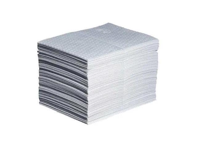 PIG MAT403 Absorbent Mat Pad, Absorbs 22 gal. Oil-Based Liquids, PK 100,White