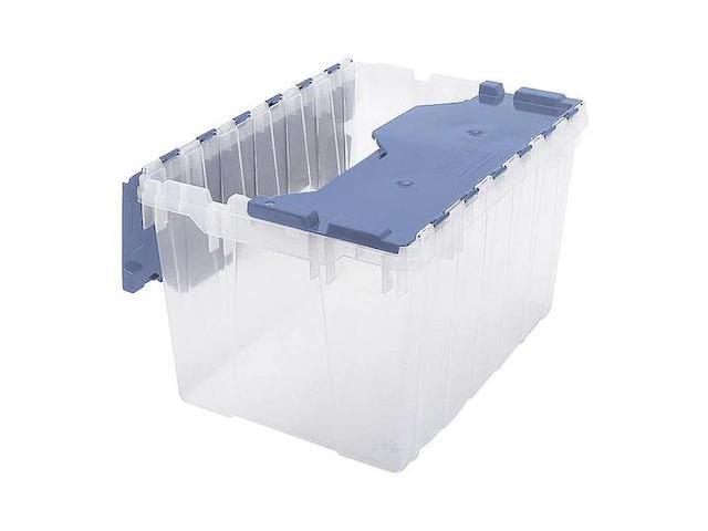 AKRO-MILS 66486FILEB Attached Lid Tote, Plastic, 15' W, 21-1/2' D, Clear/Blue