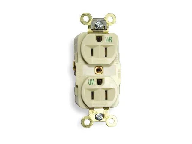 HUBBELL WIRING DEVICE-KELLEMS HBL5262IWR Duplex Straight Blade Receptacle,