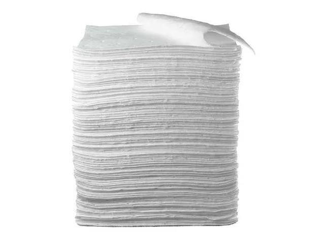 3M HP-156 Sorbent Pad, 37 1/2 gal, 17 in x 19 in, Oil, White, 100 PK