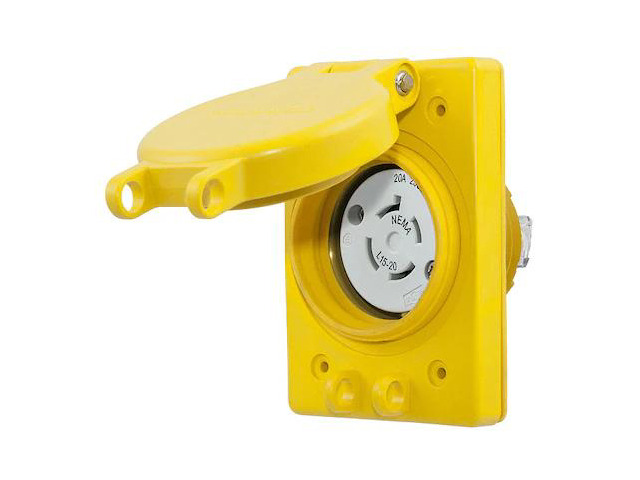 HUBBELL WIRING DEVICE-KELLEMS HBL67W75 Watertight Flanged Locking Receptacle,
