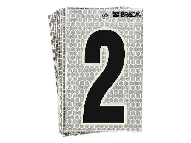 BRADY 3020-2 Ultra Reflective Numbers,2,6 In. H,PK10