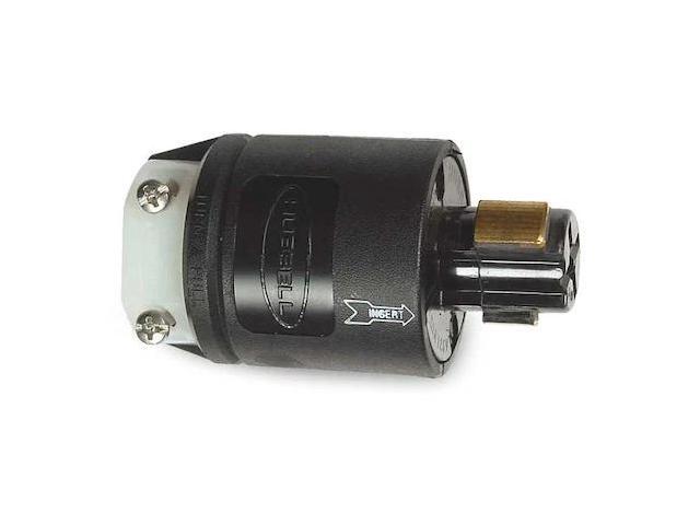 HUBBELL WIRING DEVICE-KELLEMS HBL23035B Locking Plug, Non-NEMA, 20 A, 125V AC,