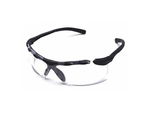 CONDOR 4VCE9 Enticer, Safety Glasses, Anti-Fog, Clear Lens, Black Frame,