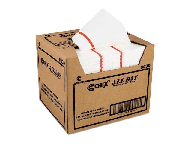 CHIX 8230 Foodservice Towels, 1-Ply, 12.25 x 21, White/Red Stripe, PK200