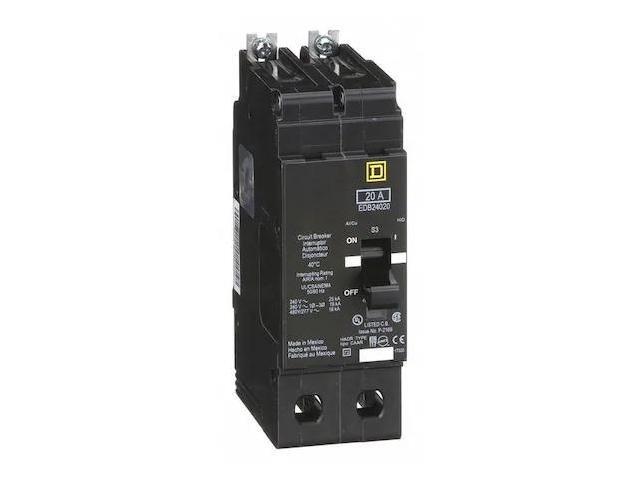 SQUARE D EDB24020 Miniature Circuit Breaker, E FRAME Series, 20A, 2 Pole,