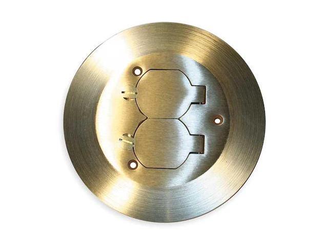 HUBBELL WIRING DEVICE-KELLEMS SF3925 Box Cover, Floor Box Type, 2 Gang, Brass