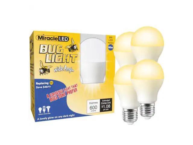 MIRACLE LED 602170 Bug Light Wide Angle Yellow Amber Glow Replace 60W for Porch