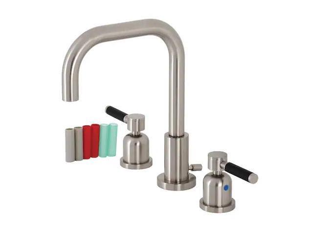 Kingston Brass FSC8938DKL Kaiser Widespread Bathroom Faucet with Brass Pop-Up, Brushed Nickel