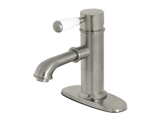 Kingston Brass KS7418DPL Paris Single Handle Lavatory Faucet with Brass Pop-Up, Satin Nickel