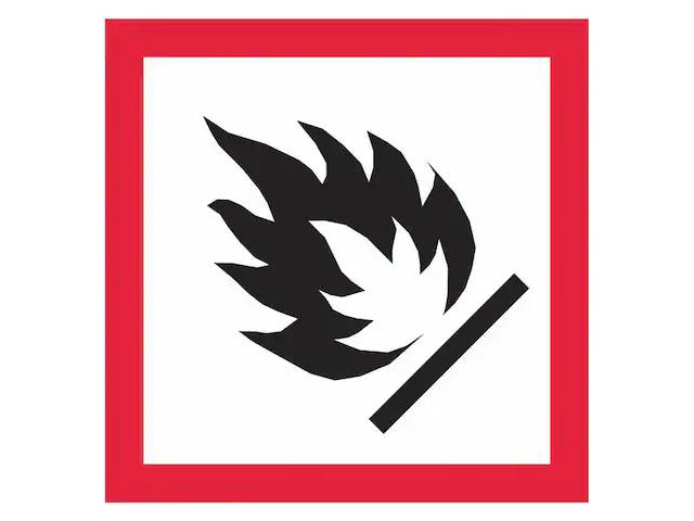 TAPE LOGIC DL4141 Pictogram Labels, Flame, 1'x1', 1'x1', Black/Red/White, 500