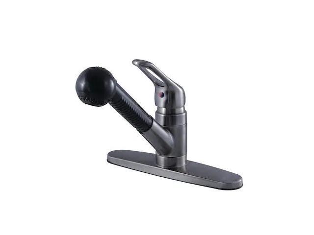 kingston brass kb7000sp wyndham singlehandle pulldown kitchen faucet, 75/8' in spout reach, black stainless