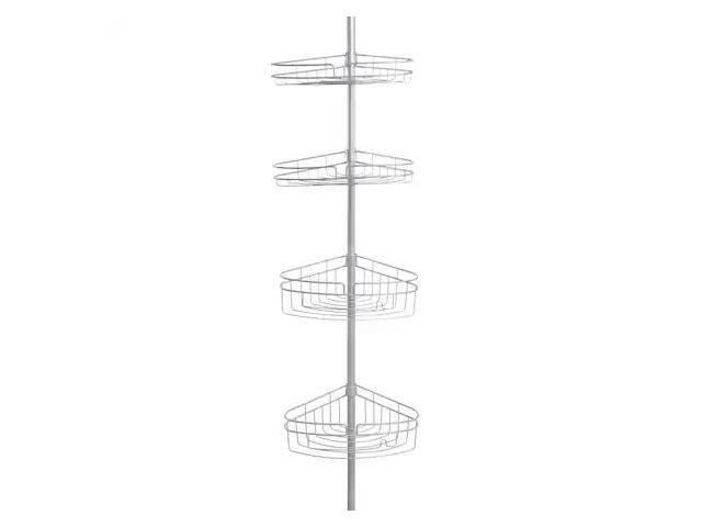 KENNEY MFG KN61519 4-Tier Spring Tension Shower Corner Pole Caddy, Satin Nickel