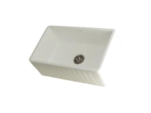 Gourmetier GKFA301810CD Solid Surface Matte Stone Apron Front Farmhouse Single Bowl Kitchen Sink, Matte White