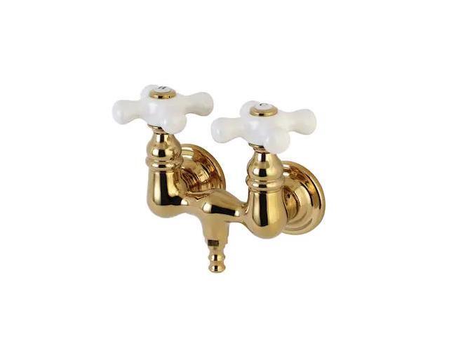 KINGSTON BRASS AE39T2 Wall-Mount Clawfoot Tub Faucet, Polished Brass, Tub Wall