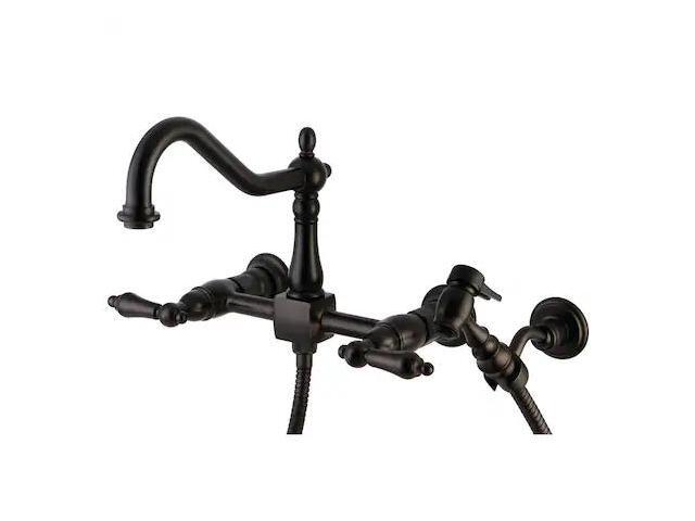 HERITAGE KS1245ALBS KS1245ALBS 2-Handle 8' Wall Mount Kitchen Faucet with Brass