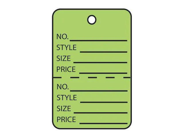 PARTNERS BRAND G26015 Garment Tag Perfed,1 3/4x2 7/8',PK1000, 10 Point Paper, 1