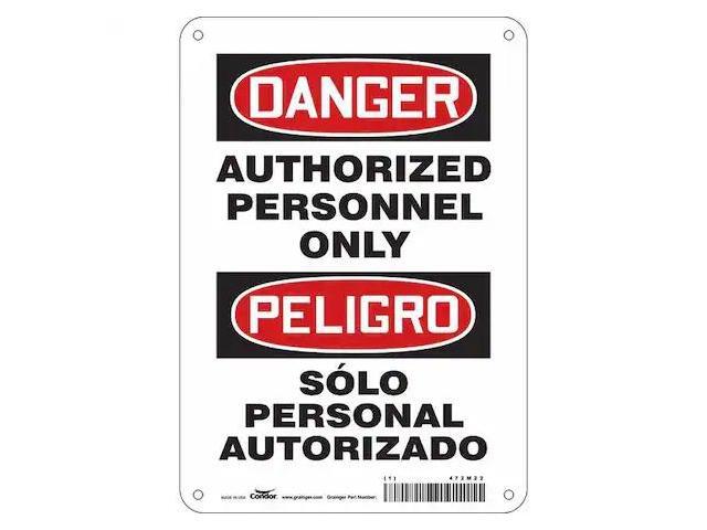 CONDOR 472M22 Safety Sign, 10 in Height, 7 in Width, Aluminum, Horizontal