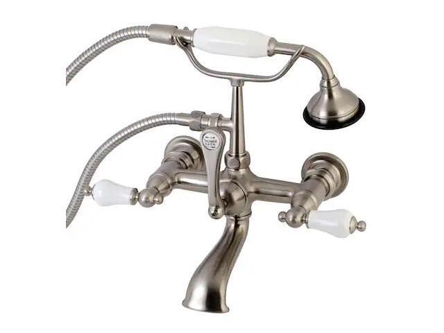 KINGSTON BRASS AE553T8 Wall-Mount Clawfoot Tub Faucet, Brushed Nickel, Tub Wall
