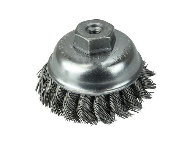 WEILER 13151 3-1/2' Single Row Knot Wire Cup Brush .023' Steel Fill M10x1.50 Nut