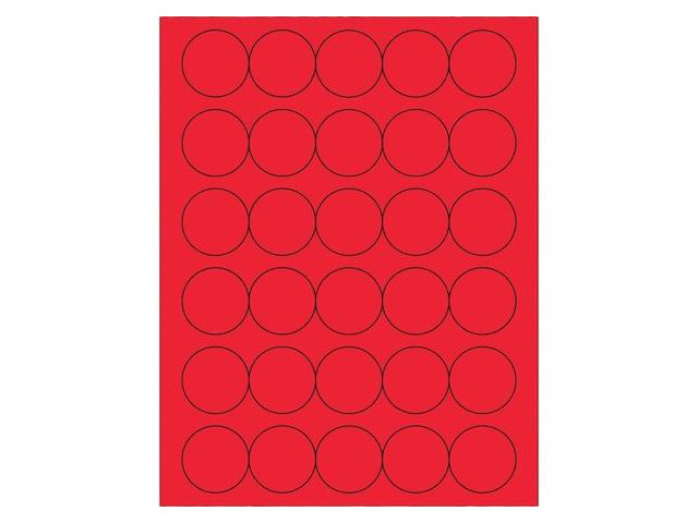 TAPE LOGIC LL192RD Fl Circle Laser Labels,1 1/2',Fl Red,PK3000