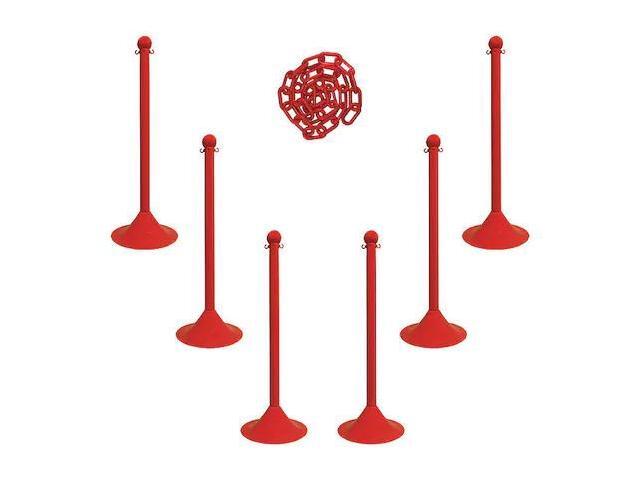 MR CHAIN 71005-6 Barrier Post Kit,41' H,Red,Plastic Post