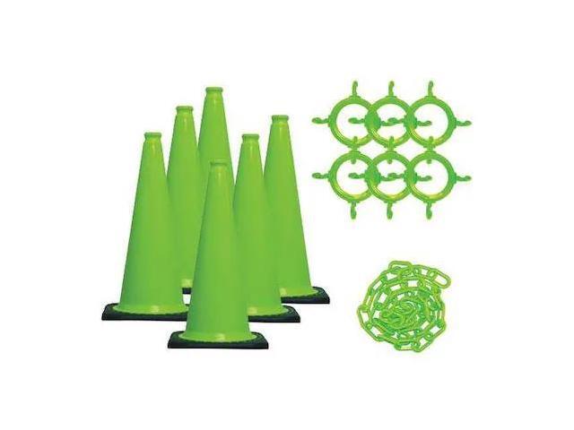 MR. CHAIN 93214-6 28 in. Height - Traffic Cone and Chain Kit - Green, Gloss