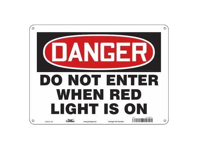CONDOR 472N51 Safety Sign, 10 in Height, 14 in Width, Polyethylene, Horizontal