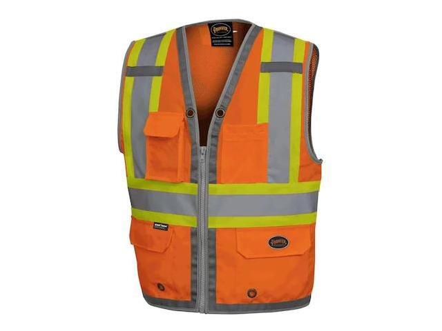 PIONEER V1010250U-XL Surveyor Mesh Back Vest,Orange,XL