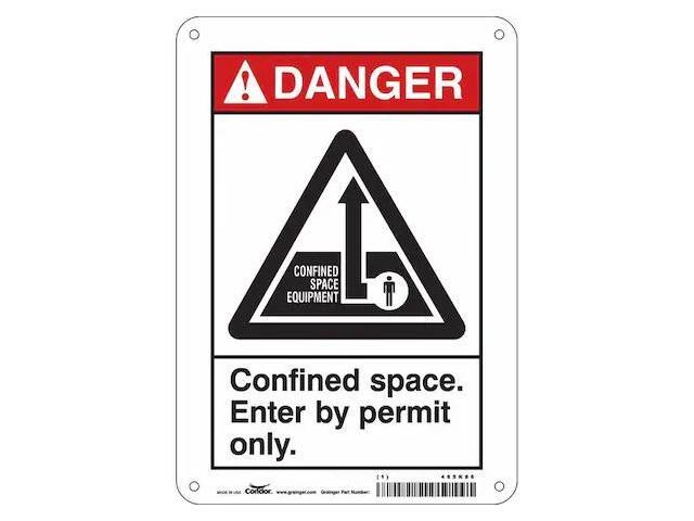 CONDOR 465K86 Safety Sign, 10 in Height, 7 in Width, Aluminum, Horizontal