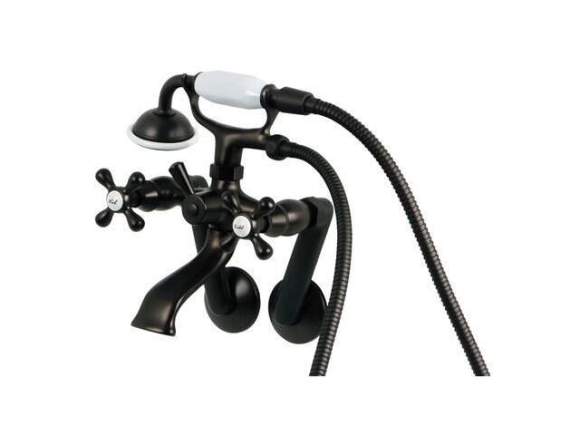 kingston brass ks269orb vintage wall mount clawfoot tub filler with hand shower, oil rubbed bronze