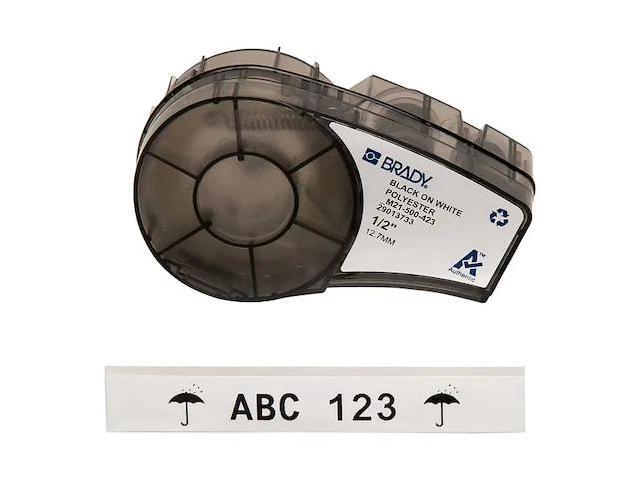 BRADY M21-500-423 Label Tape Cartridge, Black/White, Labels/Roll: Continuous