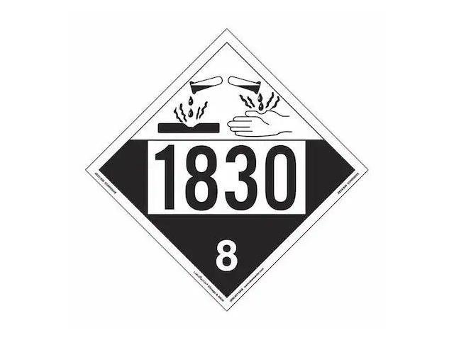 LABELMASTER ZEZ41830 Corrosive Placard,UN1830,PK25