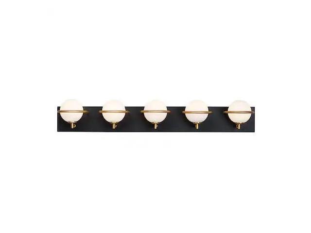 MAXIM LIGHTING 21605SWBKGLD Revolve 5-Light ' Wide Black / Gold Vanity Light