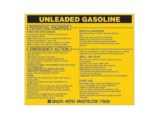 BRADY 93750 Chemical Label,3-3/4inHx4-1/2inW,PK25