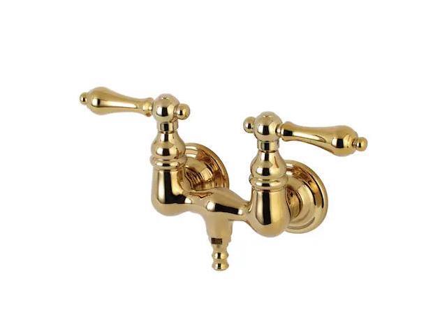 KINGSTON BRASS AE31T2 Wall-Mount Clawfoot Tub Faucet, Polished Brass, Tub Wall