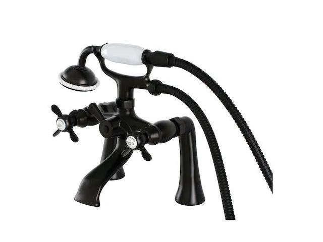 Kingston Brass KS288ORB Essex 7' Centers Deck Mount Clawfoot Tub Filler with Hand Shower, Oil Rubbed Bronze
